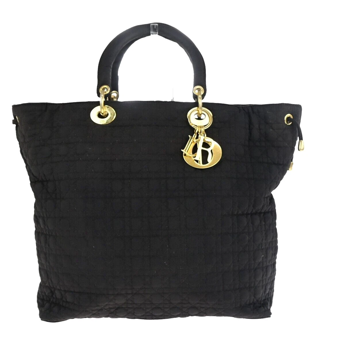 Sac à main CHRISTIAN DIOR logo Lady Cannage toile cuir marron GHW Italie 88EC943