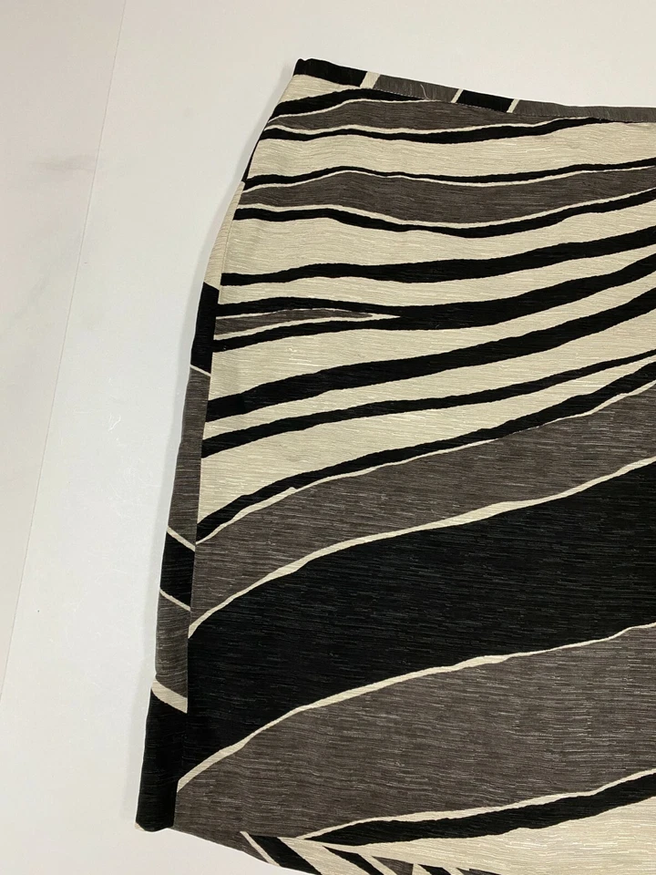 Falda Ann Taylor 10 Mujer Beige Rayas Negro Cremallera Recto Mosaico Foto 3 de 4