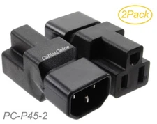 2-Pack IEC 320 C14 Male to Nema 5-15R Female Power Adapters, PC-P45-2