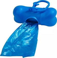 Pet Waste Bags (5 small rolls) with 1 BLUE Dispenser, Degradable Dog Waste Bags
