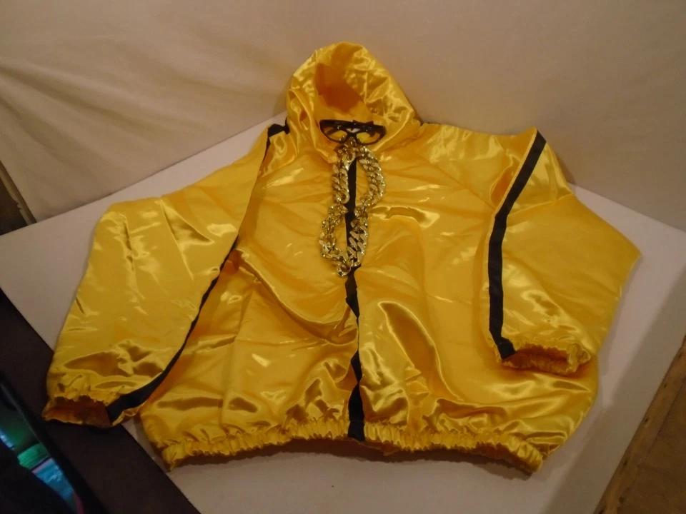 Halloween Costume Charades Unisex 1990s Gold Rapper  MC Adult XL chain +glasses - Image 4 of 4