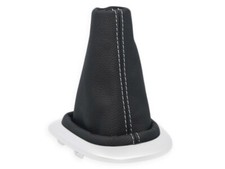 SCHALTMANSCHETTE FUR TOYOTA YARIS 3 2011-2014 SCHALTSACK LEDER NAHT WEISS