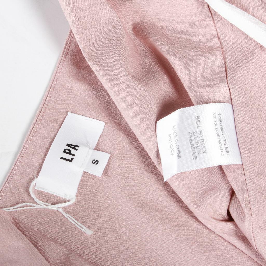 Top LPA Brianna - Coupe Crop Blush Pink à Zip Devant, Manches Courtes Bouffantes, Taille S, Neuf Avec étiquettes