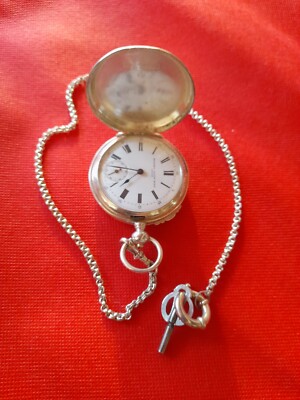 Rare George Favre Jacot Silver Pocket Watch with Silver Chain _431