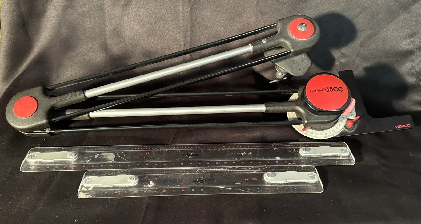 VEMCO 3500 / 18” Detailer Mechanical Drafting Arm with 2 Scales VINTAGE