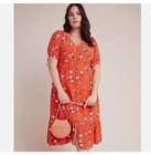 NEW Maeve Anthropologie 18W Eudora Midi Dress Floral Button Boho Cottagecore
