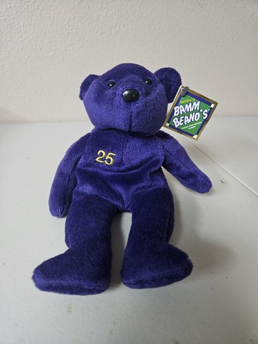 Salvinos Bamm Beanos Mark McGwire #25 Purple Bear Plush Stuffed Animal 1998