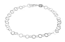 Solid Sterling Silver Italian Open Rolo Anklet (9 In) 3.1 Grams and 5.5mm Wide