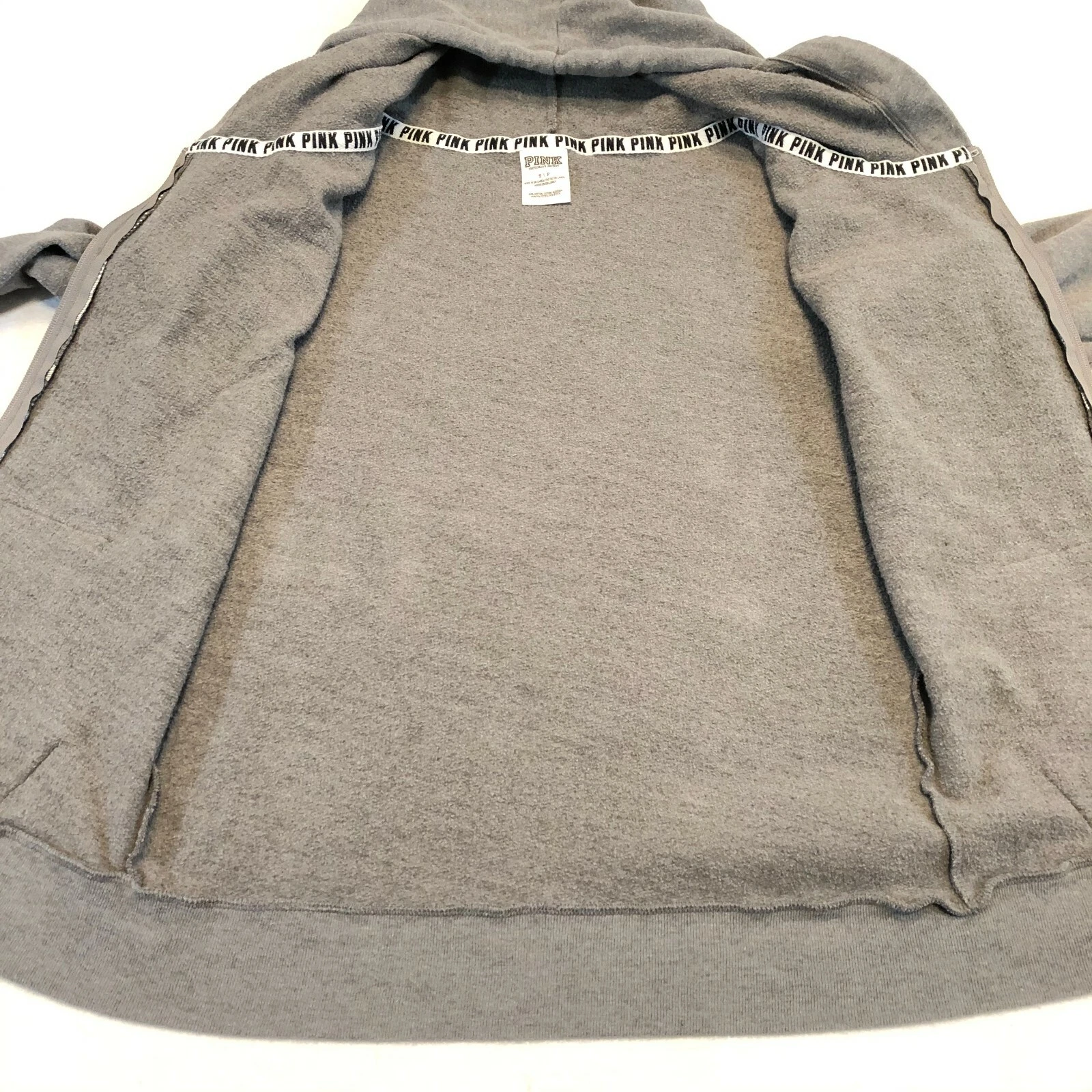 UNDERCOVER Felpa con cappuccio rosa cerniera intera Victoria Secret donna taglia S grigio erica