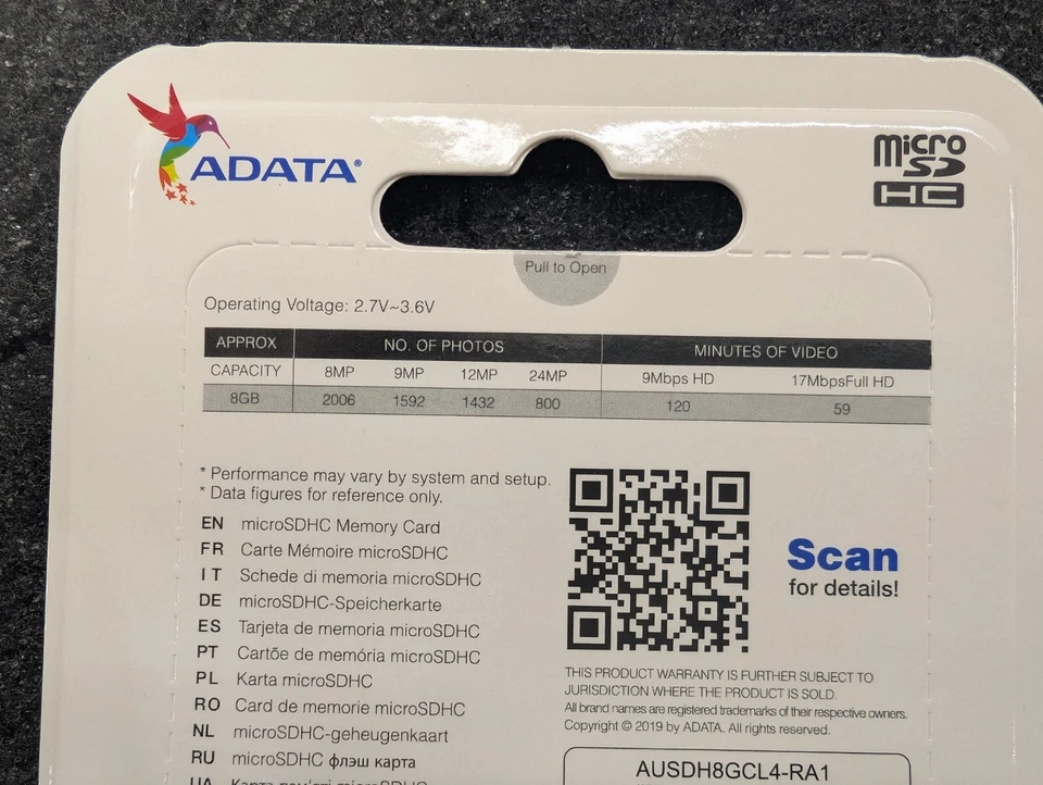 New, Adata, AUSDH8GCL4-RA1, 8GB MICRO SDHC CARD W/ ADAPTER - Image 4 of 4