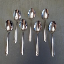 7 Ekco EKS-19 Bud Tip Stainless Steel Flatware Oval Soup Spoon 7" Set Of 7
