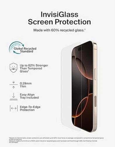 Belkin ScreenForce InvisiGlass Treated Screen Protector for iPhone 16 Pro New - Picture 4 of 8