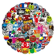 100 PCS cool brand sticker stickers Vinyl Skateboard  Luggage Pack Logo Decals
