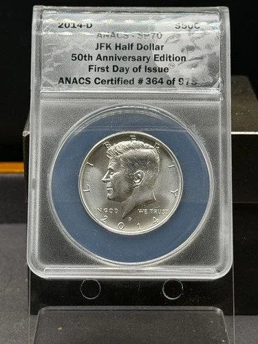 2014D Kennedy 50th Anniversary High Relief Silver Half Dollar SP70 ANACS