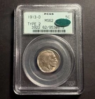 1913-D Buffalo Nickel Type 2 — PCGS MS62 CAC ✅ Vintage OGH Holder 🔥