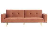 3-Sitzer Sofa Mit Schlaffunktion Samt Braun Gesteppt Schlafsofa Modern Visnes