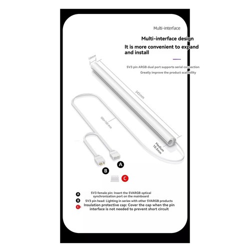 2 PCS ARGB Silicone Tube Sleeve for Water Cooling Radiators, 5V 3PIN8054 - Afbeelding 10 van 10