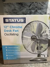Status 12" Chrome Portable Desk Fan, 3-Speed, (New In Box But With Sime Rust)