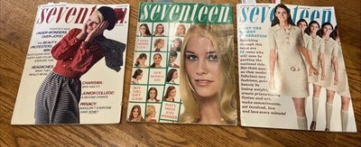 Lot Of 3 Vintage Seventeen Magazines From 1968 But Some Cut-Out Pages Of Ads!