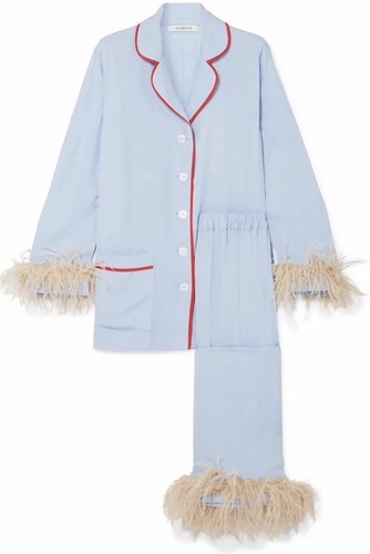 Rare Sleeper Party Pajama Set w/ Detachable Ostrich Feathers | Powder Blue