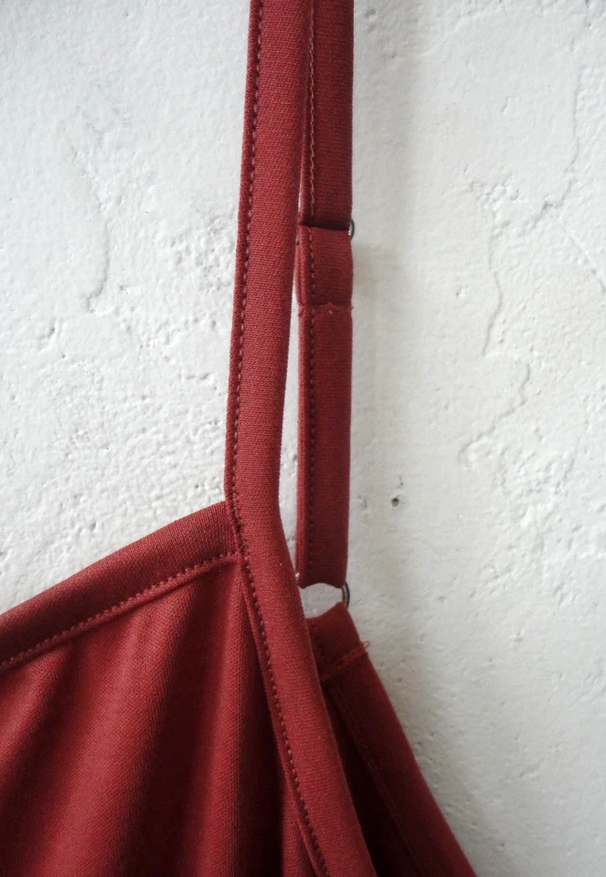 Camisón HANRO M Cleo chemise ajustable correa espagueti algodón ~ marsala nuevo con etiquetas Foto 4 de 4