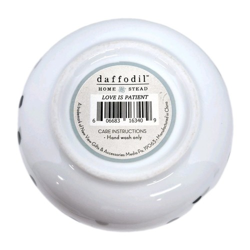 Polka Dot Ceramic Canister with Wooden Lid Daffodil Homestead Love is Patient - Picture 9 of 13