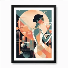 Cosmopolitan Mid Century Modern 3 A Framed Wall Art Poster Canvas Print Picture