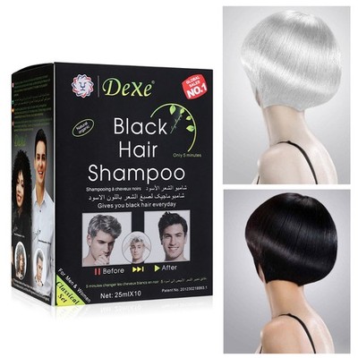 10x DEXE Black Hair Shampoo Instant 5-Min Hair Color Dye Natural Organic Repair