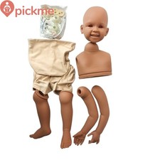 30in Dark Skin Reborn Baby Doll UnPainted Kit DIY with Cloth Body and Connectors