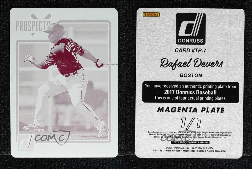 2017 Panini Donruss The Prospects Printing Plate Magenta 1/1 Rafael Devers 3fe - Image 3 of 3