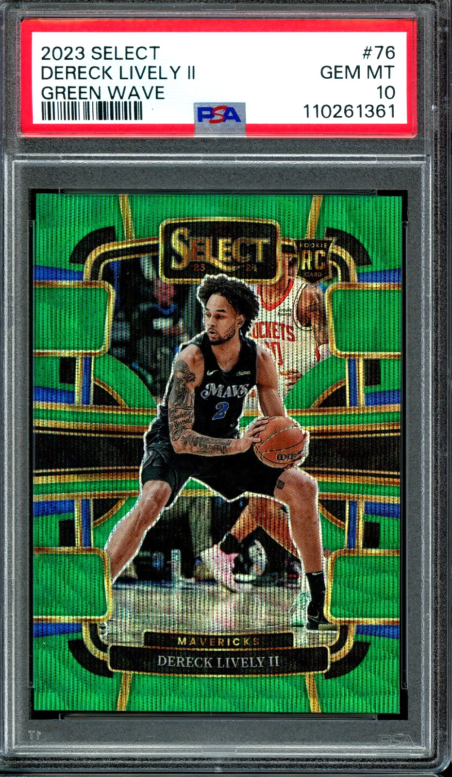 2023 Select Green Wave #76 Dereck Lively /50 RC Rookie PSA 10
