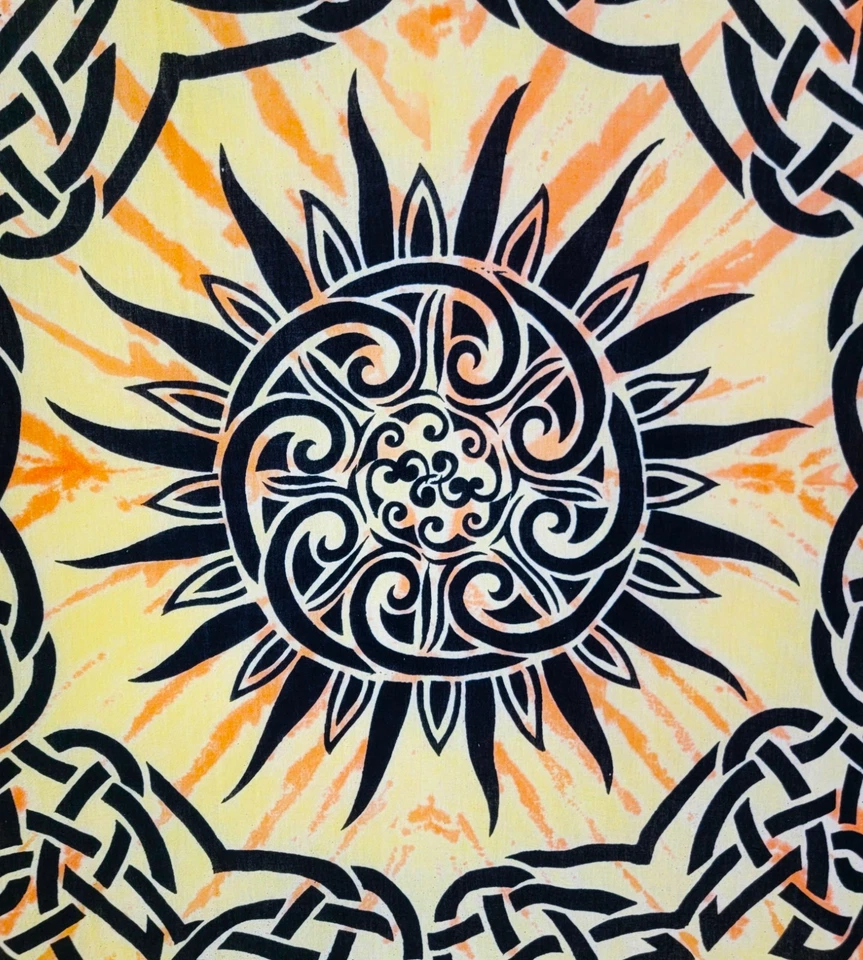Celtic Knot & Sun Multicolor Tie-Dye Festival Tapestry 82 in X 77 in - Image 3 of 3