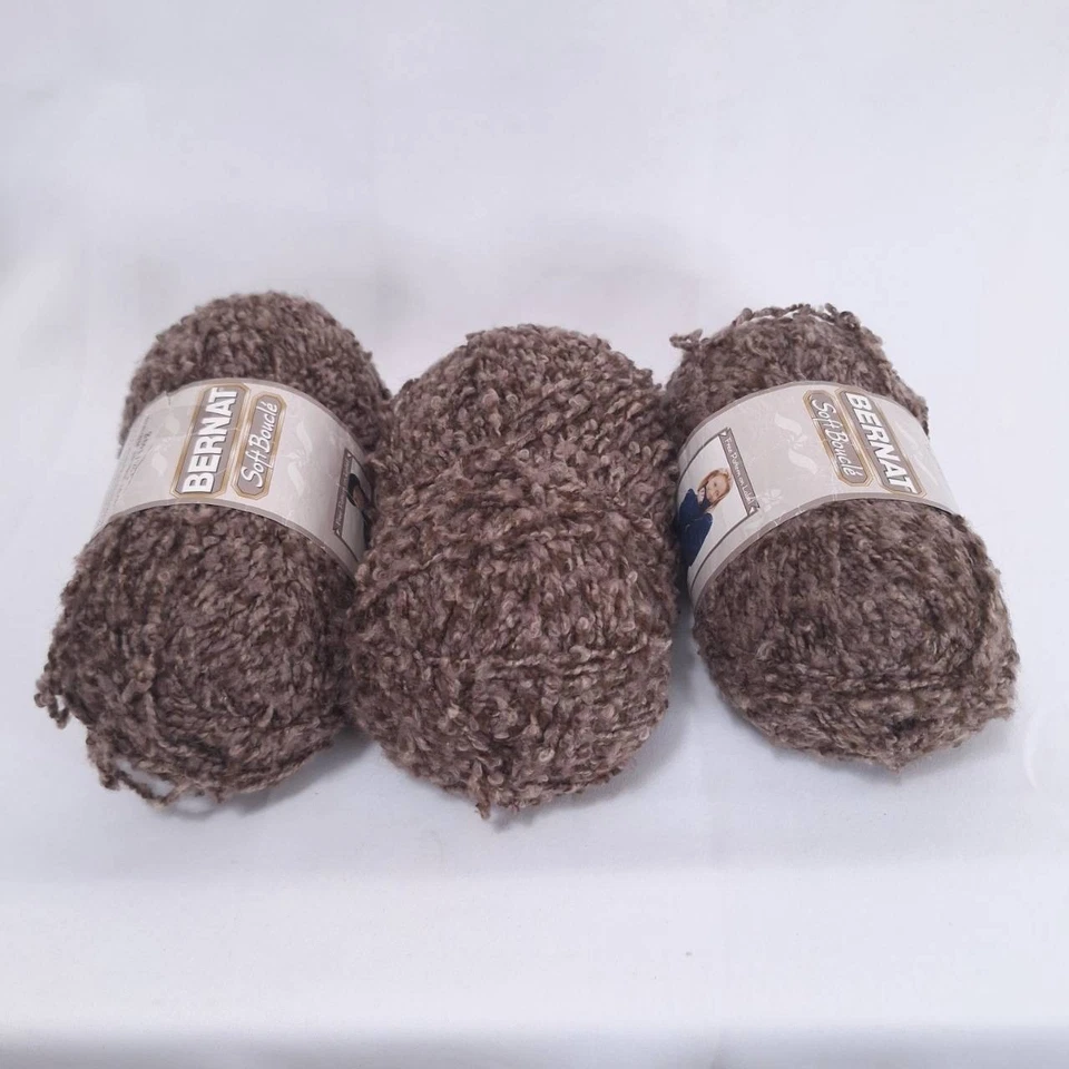 Lot of 3 Skeins Bernat Soft Boucle Yarn Misty Shades Bulky 5 Brown 140g 255yds - Image 2 of 4