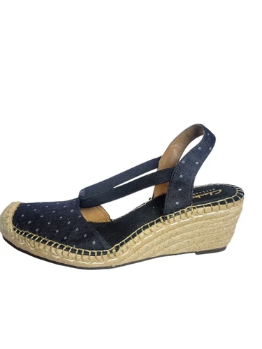 Sandali donna Clarks Petrina Kaelie nero bianco a pois espadrillas zeppa...