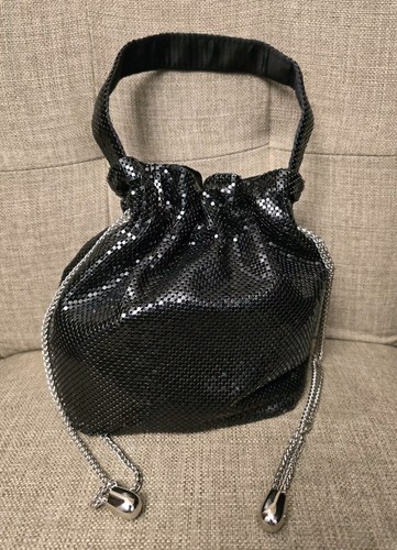 Gianni Bini Black Mesh Metal Sequin Mini Bucket Bag - Picture 3 of 8
