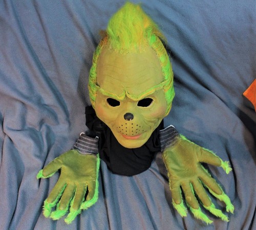 GRINCH latex MASK + 2 Gloves COSPLAY The Grinch Christmas Costume Halloween art - Picture 5 of 24