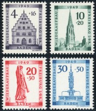 FZ BADEN, MiNr. 38-41 A, tadellos postfrisch, Mi. 75,-
