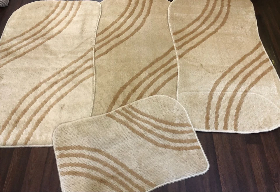 ROMANY JUEGO DE 4 ALFOMBRILLAS LAVABLES GITANAS ROMANAS CREMA/BEIGE - ALFOMBRAS CON FORMA ANTIDESLIZANTE NUEVAS XX