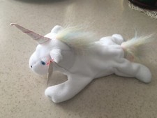 Ty Beanie Babies Mystic the Unicorn 93-94 tag errors Rare Rainbow Hair PE pellet