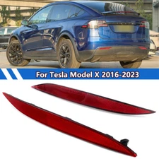 2* For Tesla Model X 2016-2023 Red Rear Bumper Reflector Side Marker Light Cover