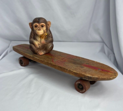 1960's Roller Derby Deluxe #20 Wooden Skateboard with Red Clay
