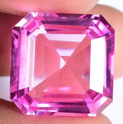 Flawless 38.75 Ct Natural Mogok Pink Ruby Emerald Cut Certified Loose Gemstone