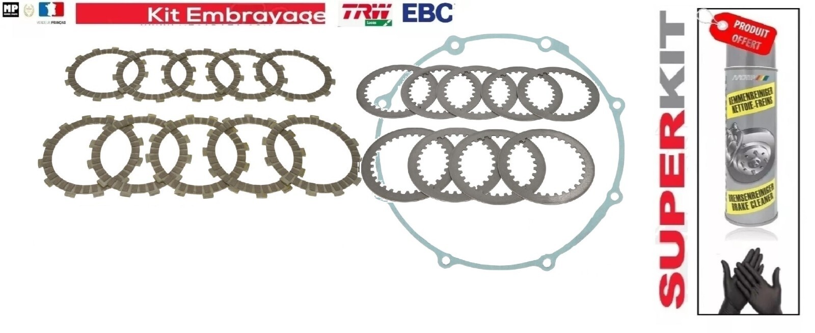 Kit embrayage Yamaha VMax 1700 anti-patinage avec disques renforcés et joint carter