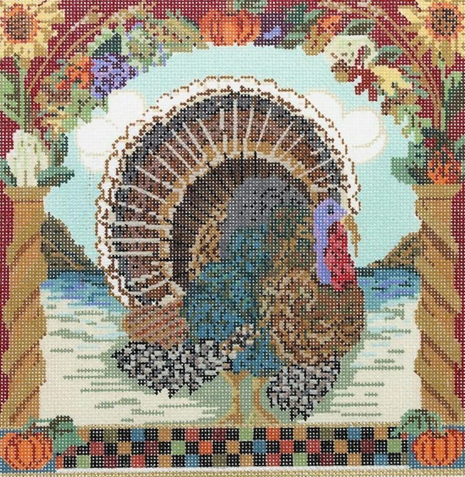 Needlepoint Handpainted Kelly Clark Handsome Tom Turkey w/ Stitch Guide - Image 2 of 4