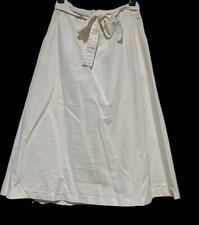 80s 90s White Knee Aline White Wrap Skirt Shellys Tall American Beauty Pockets