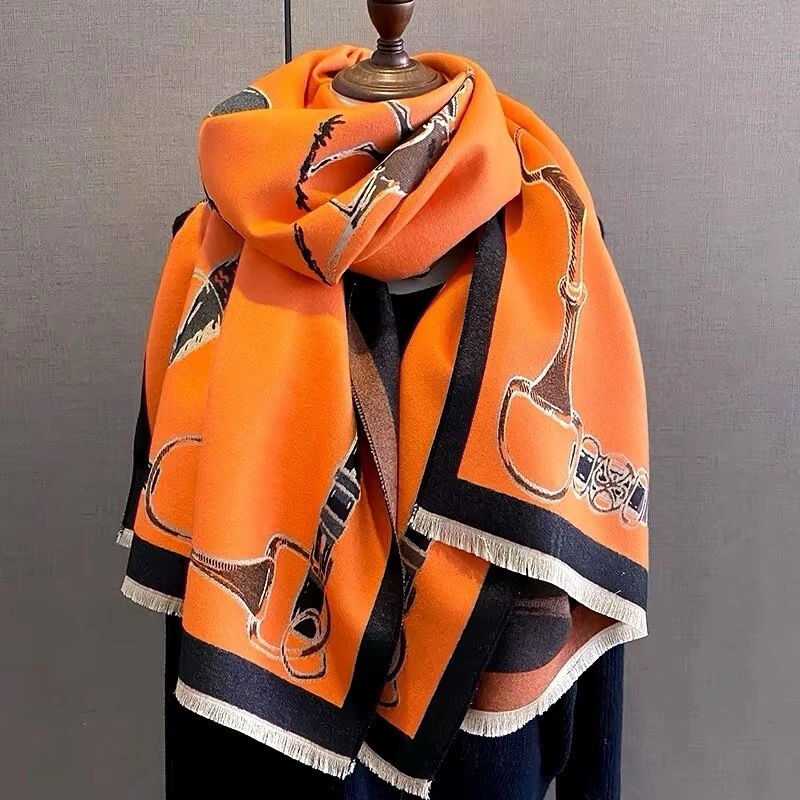 New Luxury Warm Horse Design Winter Cashmere Pashmina Touch Unisex Bufanda UK