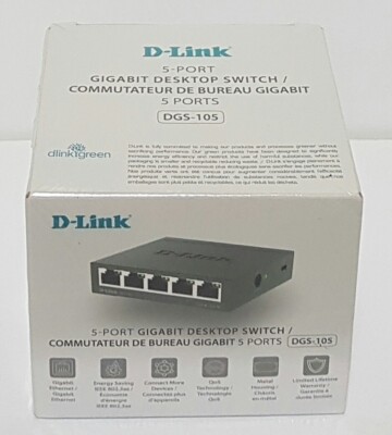 D-LINK DGS-105 5-Port Gigabit Desktop Switch New Sealed