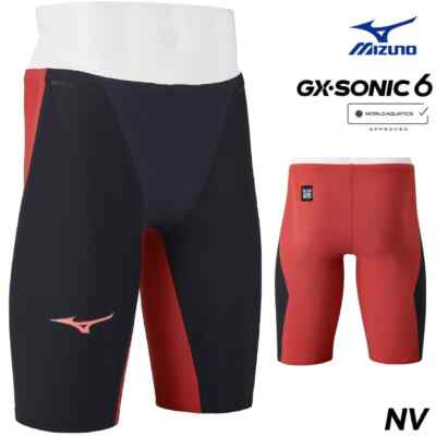 MIZUNO GX SONIC 6 NV FINA N2MBA501 Black Red Swim Suit Men wear 