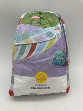 New Sun Squad 2 Person Hammock with Two Heavy-Duty Straps Multi Color Stripe NIP