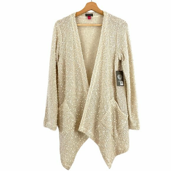 vince textured open cardigan
